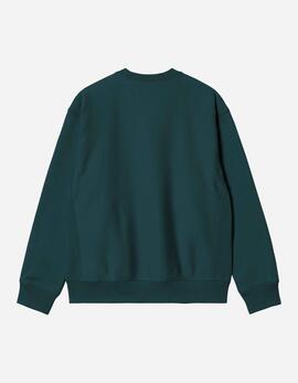 Sudadera Crew CARHARTT WIP AMERICAN SCRIPT - Deep Lagoon