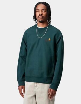 Sudadera Crew CARHARTT WIP AMERICAN SCRIPT - Deep Lagoon
