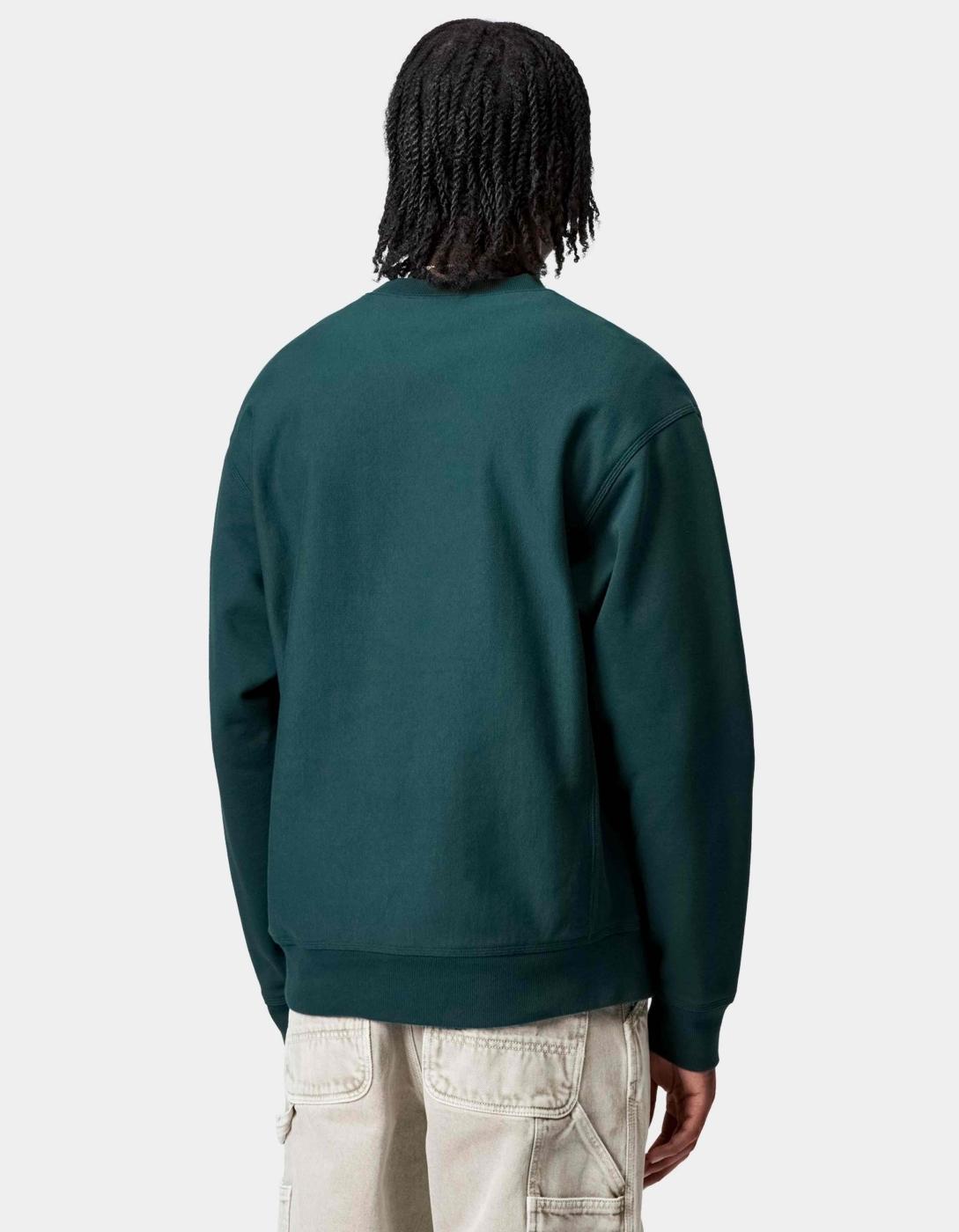 Sudadera Crew CARHARTT WIP AMERICAN SCRIPT - Deep Lagoon