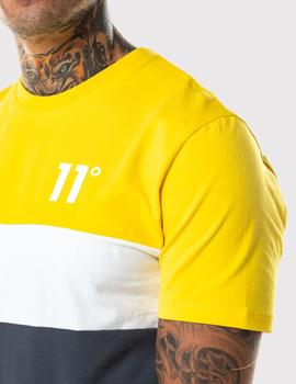 Camiseta Eleven TRIPLE PANEL -Anthracite,Mustard - White