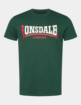 Camiseta LONSDALE TWO TONE - Bottle Green/Red/Ecru