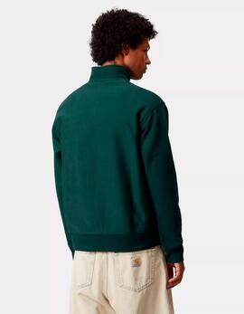 Sudadera CARHARTT WIP HALF ZIP AMERICAN SCRIPT - Dark Fir