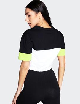 Camiseta Eleven Degree CROPPED ELASTICATED -Black/White/Lime