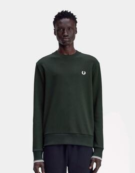 Sudadera Crew FRED PERRY M7535 - Night Green/Snow White/Snow