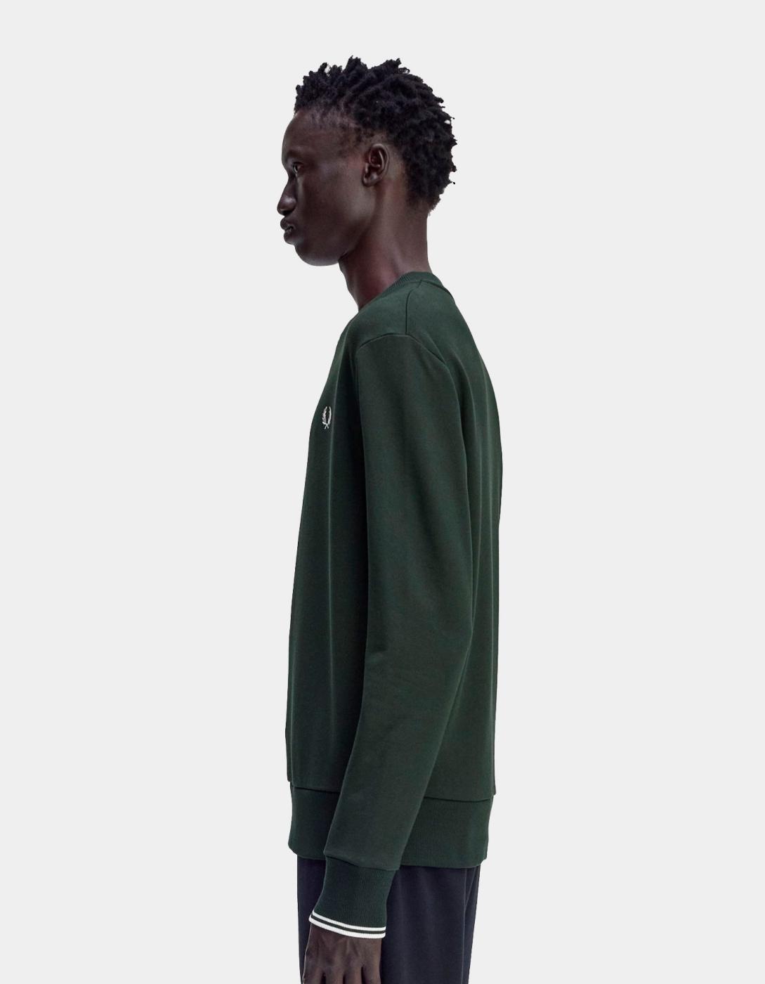 Sudadera Crew FRED PERRY M7535 - Night Green/Snow White/Snow