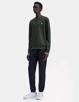 Sudadera Crew FRED PERRY M7535 - Night Green/Snow White/Snow