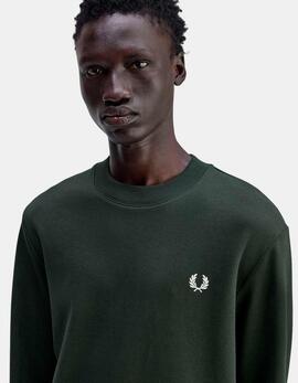 Sudadera Crew FRED PERRY M7535 - Night Green/Snow White/Snow