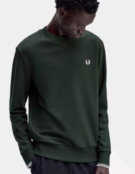 Sudadera Crew FRED PERRY M7535 - Night Green/Snow White/Snow