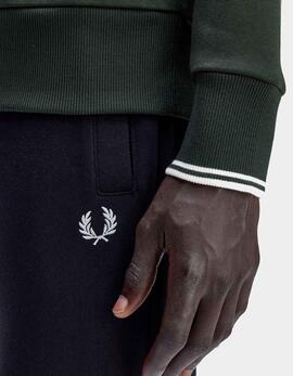 Sudadera Crew FRED PERRY M7535 - Night Green/Snow White/Snow