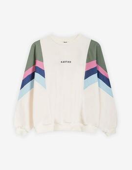 Sudadera KAOTIKO Crew GINGER - Ivory/Old Green/Orchid/Tint