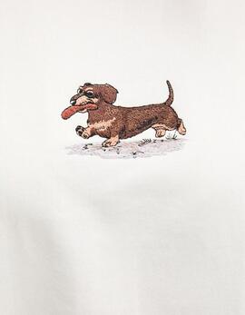 Sudadera KAOTIKO Crew WASHED DACHSHUND  - Ivory
