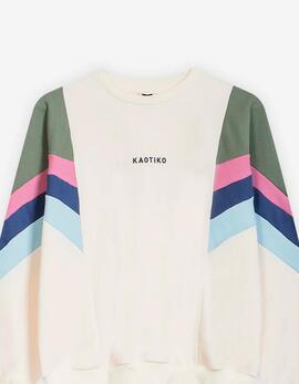Sudadera KAOTIKO Crew GINGER - Ivory/Old Green/Orchid/Tint