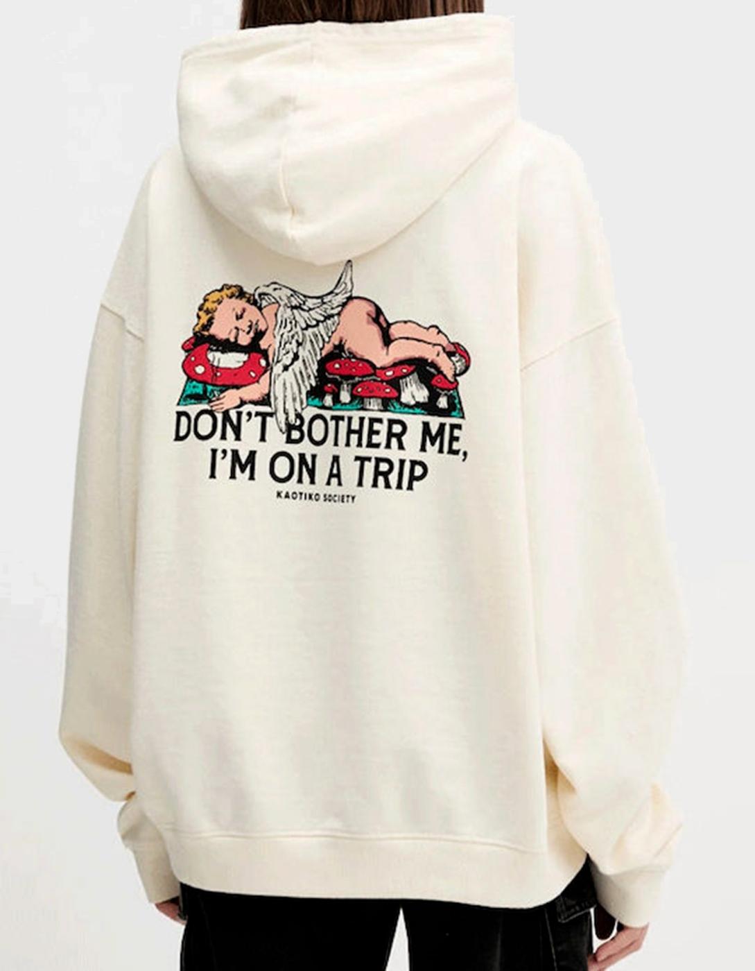 Sudadera Cap. KAOTIKO WASHED BUSY CUPID - Ivory