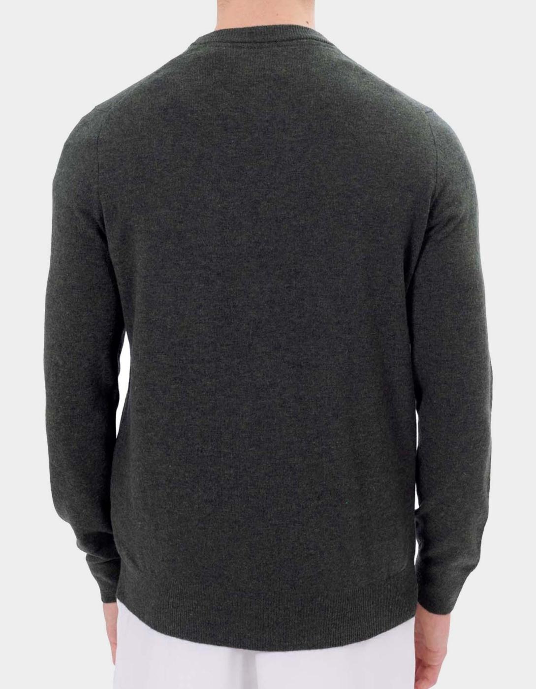 Jersey Lyle & Scott KN2114V - Dark Green Marl