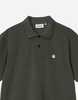 Polo CARHARTT WIP CHASE PIQUE - Leaf / Gold