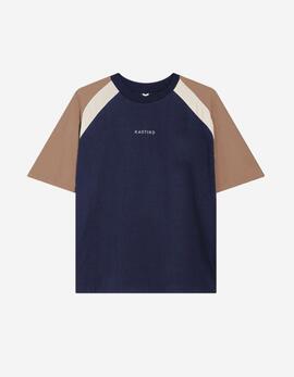 Camiseta KAOTIKO CROPPED LENNOX - Navy/Camel