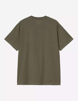 Camiseta CARHARTT WIP SCRIPT EMBROIDERY - Leaf / White
