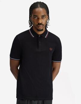 Polo FRED PERRY M3600 - Black/Ball Boy Blue/Oxblood