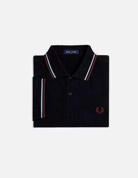 Polo FRED PERRY M3600 - Black/Ball Boy Blue/Oxblood