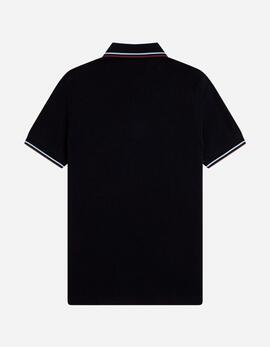 Polo FRED PERRY M3600 - Black/Ball Boy Blue/Oxblood