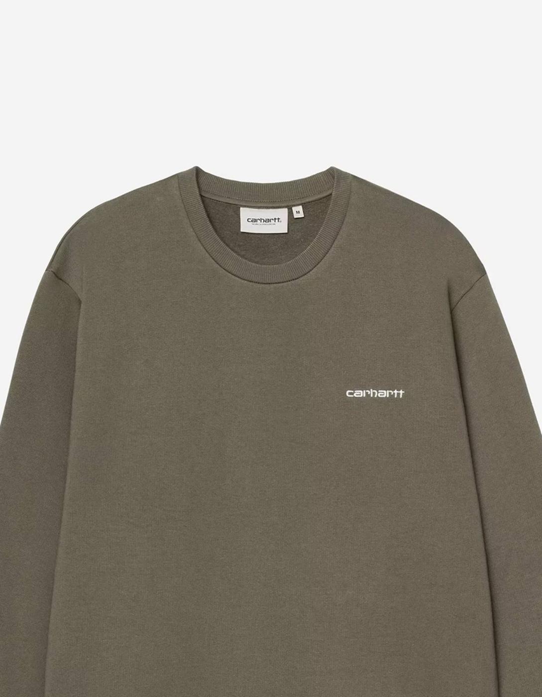 Sudadera Crew CARHARTT WIP SCRIPT EMBROIDERY - Leaf / White