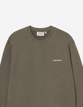Sudadera Crew CARHARTT WIP SCRIPT EMBROIDERY - Leaf / White