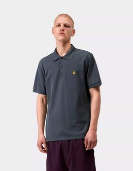 Polo CARHARTT WIP CHASE PIQUE - Cozy Blue / Gold