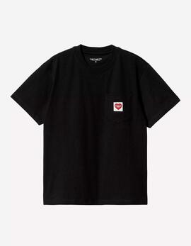 Camiseta  W' CARHARTT WIP POCKET HEART- Black / Red