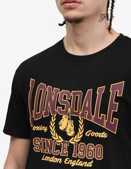 Camiseta LONSDALE AYCLIFFE - Black/Oxblood/Yellow