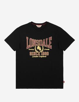 Camiseta LONSDALE AYCLIFFE - Black/Oxblood/Yellow