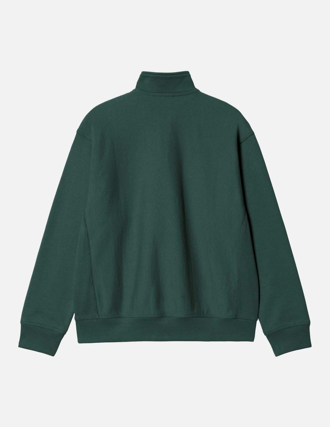 Sudadera CARHARTT WIP HALF ZIP AMERICAN SCRIPT - Kale Green