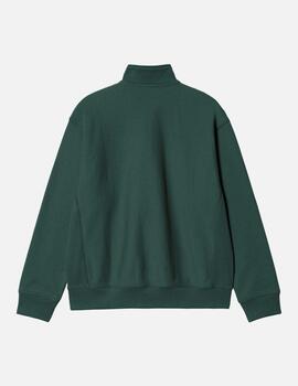 Sudadera CARHARTT WIP HALF ZIP AMERICAN SCRIPT - Kale Green