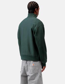 Sudadera CARHARTT WIP HALF ZIP AMERICAN SCRIPT - Kale Green