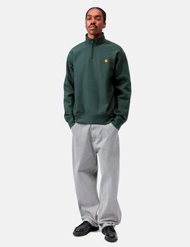Sudadera CARHARTT WIP HALF ZIP AMERICAN SCRIPT - Kale Green