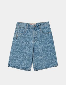 Bermuda GRIMEY STARDUST ALL OVER LASER - Washed Dark Blue