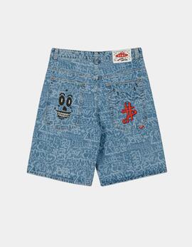 Bermuda GRIMEY STARDUST ALL OVER LASER - Washed Dark Blue