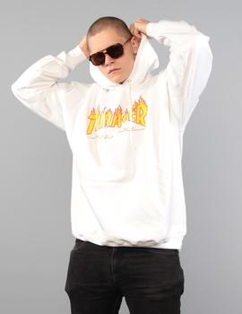 Sudadera capucha Thrasher  FLAME LOGO - Blanco