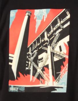 Camiseta Obey  FOSSIL FACTORY - Negro