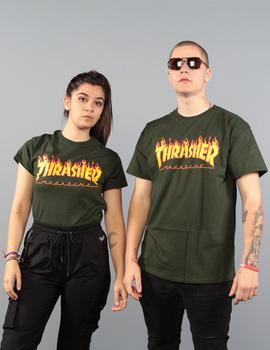 Camiseta Thrasher  FLAME LOGO - Forest green
