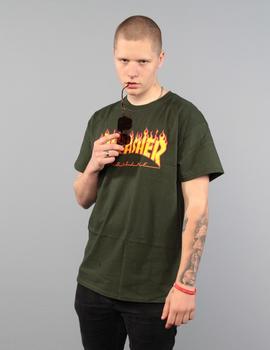 Camiseta Thrasher  FLAME LOGO - Forest green