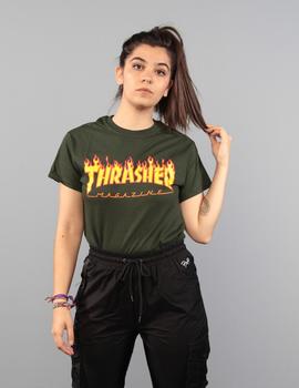 Camiseta Thrasher  FLAME LOGO - Forest green