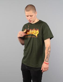 Camiseta Thrasher  FLAME LOGO - Forest green