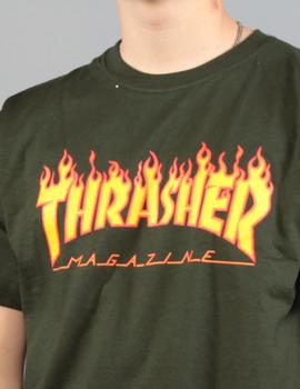 Camiseta Thrasher  FLAME LOGO - Forest green