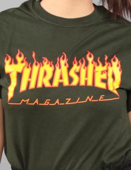 Camiseta Thrasher  FLAME LOGO - Forest green