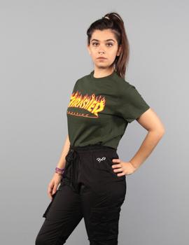 Camiseta Thrasher  FLAME LOGO - Forest green